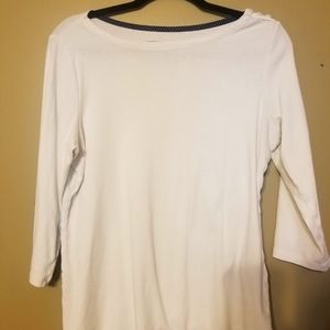 Croft and Barrow White Boatneck 3/4 length sleeve top.